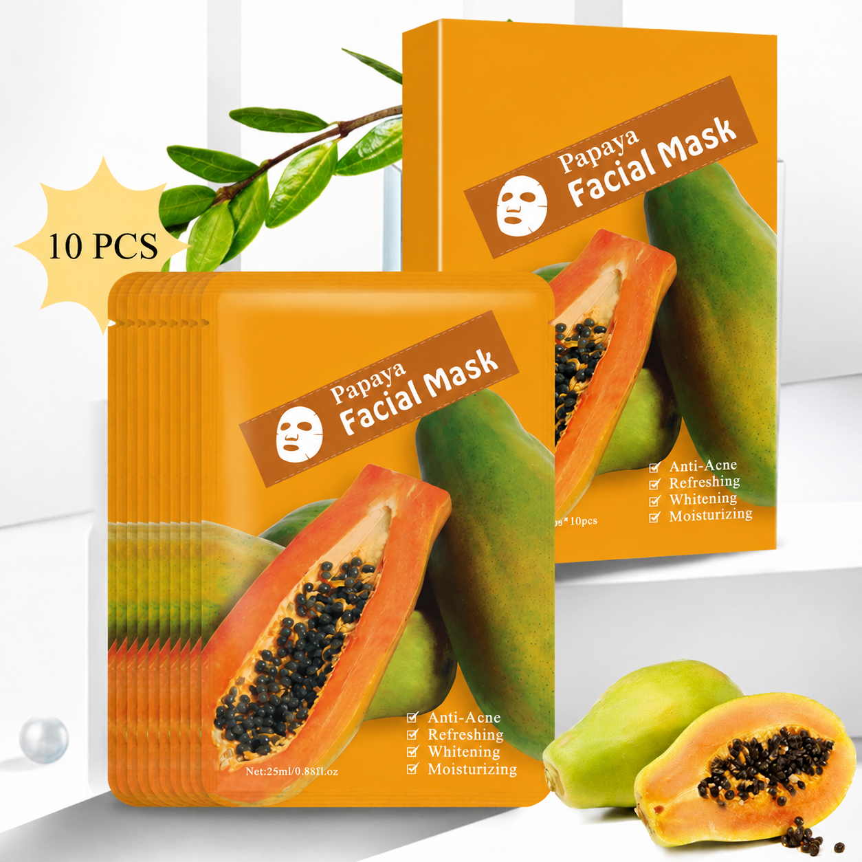 papaya facial lámina mascarilla