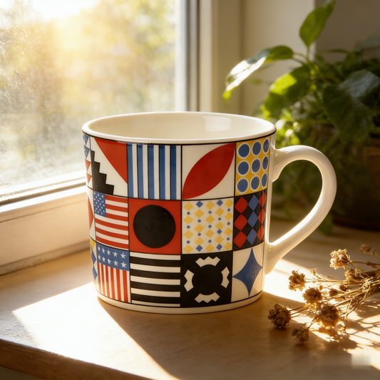 ⚓ “Nautical Signal Collage Mug” – 19 Hours Custom Craft | Maritime Flag Motifs × Bold Red & Blue Geometry × Classic Sailor Aesthetic 🌊✨